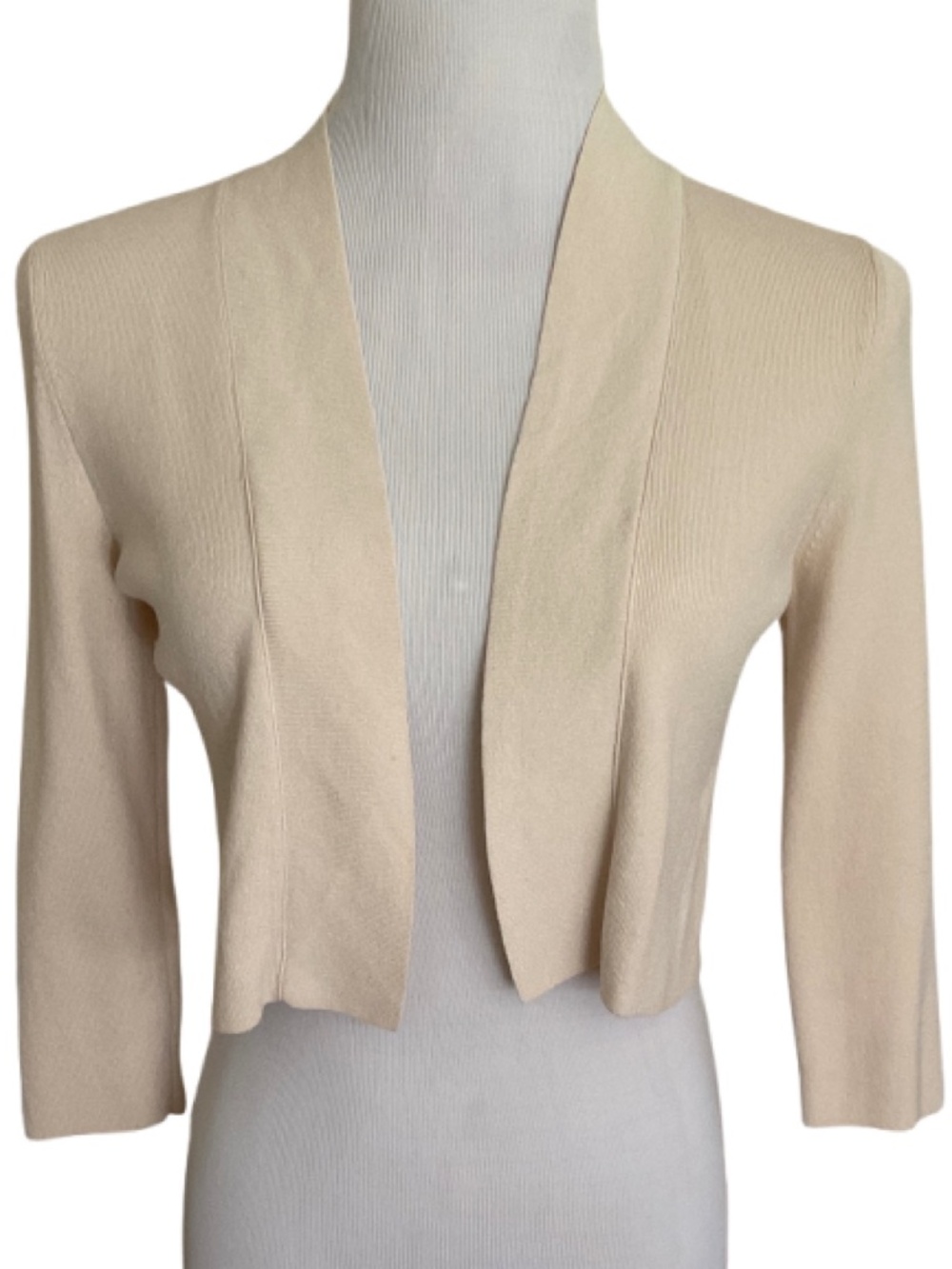 Ann Taylor Blush 3/4 Sleeve Cropped Open-Front Shrug Small